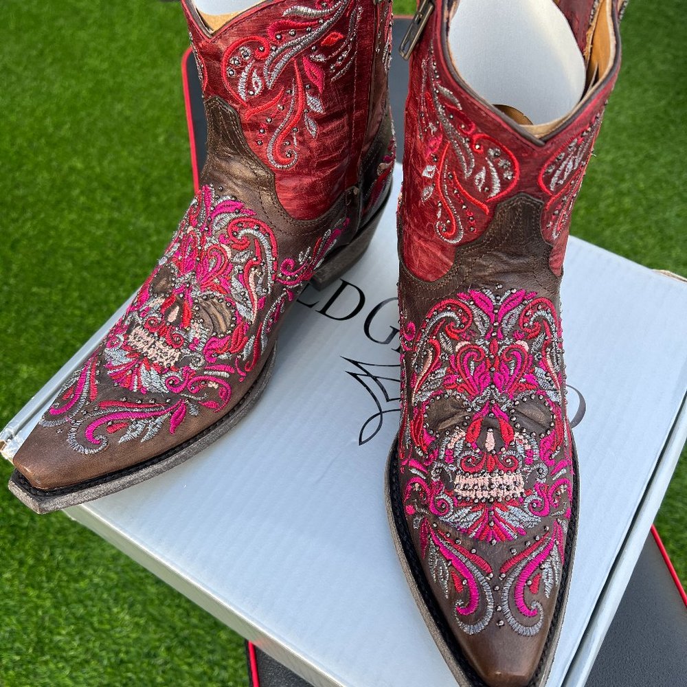 BRAND NEW RARE Old Gringo Dulce Calavera Cowboy Boots Pink Black Leather